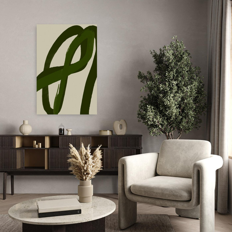 Verdant Curves Abstract Contemporary Minimalist Wall Art Print, 91.44cm H x 60.96cm W