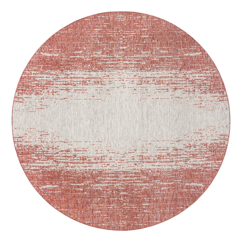 Beedeville Red/Gray Indoor/Outdoor Area Rug, Round 13'1"
