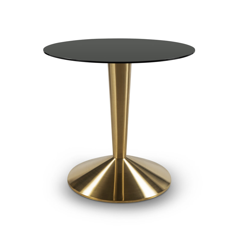 Kongsberg Round Glass Top Dining Table, Brass