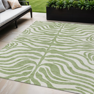 Tapis intérieur lavable à motif artichaut 5 pi x 8 pi vert