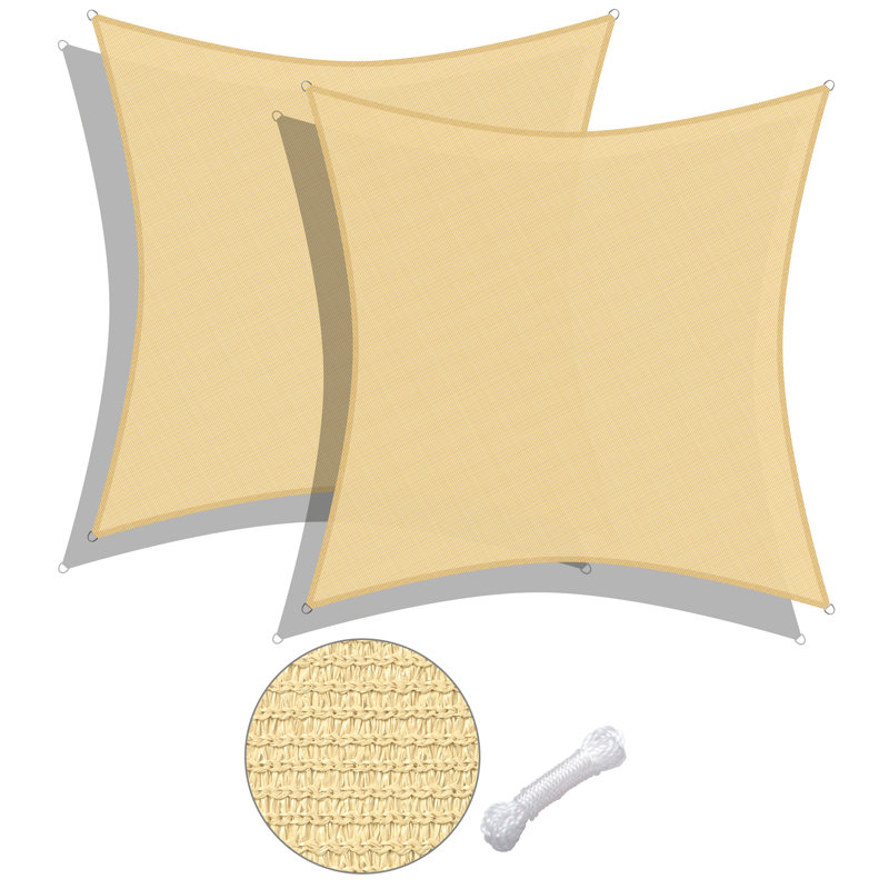 Ensemble de 2 auvent pour voiles d'ombrage en PEHD et blocs UV 97% Yescom, Beige, 16 (pi) x 16 (pi)