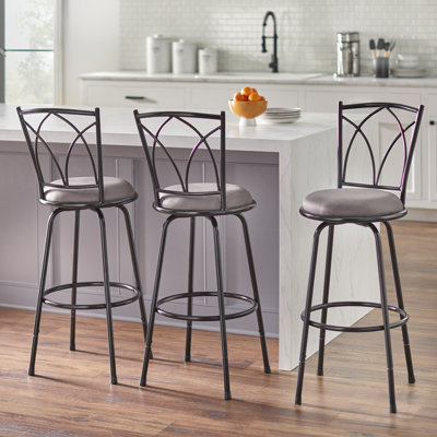 Gruenwald Swivel Upholstered Microfiber / Microsuede Adjustable Height Counter Stool with Solid Wood Frame