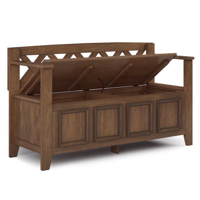 Banc de rangement en bois massif pour hall d'entrée, Chêne