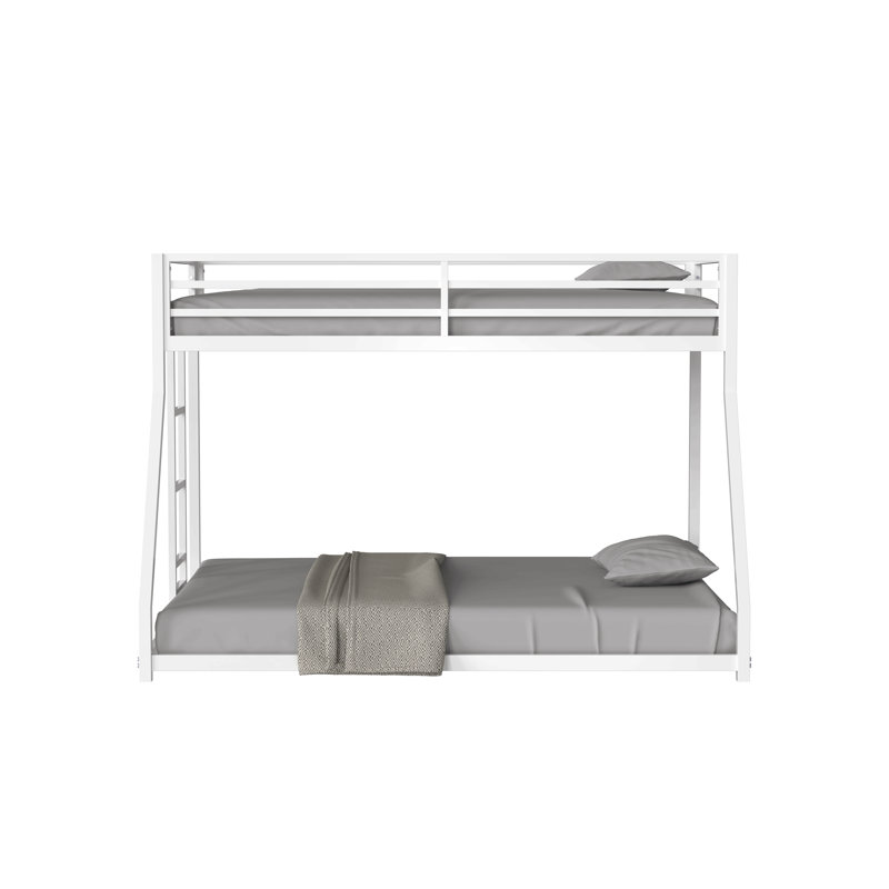 Adam Sturdy Bunk Bed Metal For Kids And Adult, Low Profile And Easy Climbing With Stable Ladder, Twin, Beige