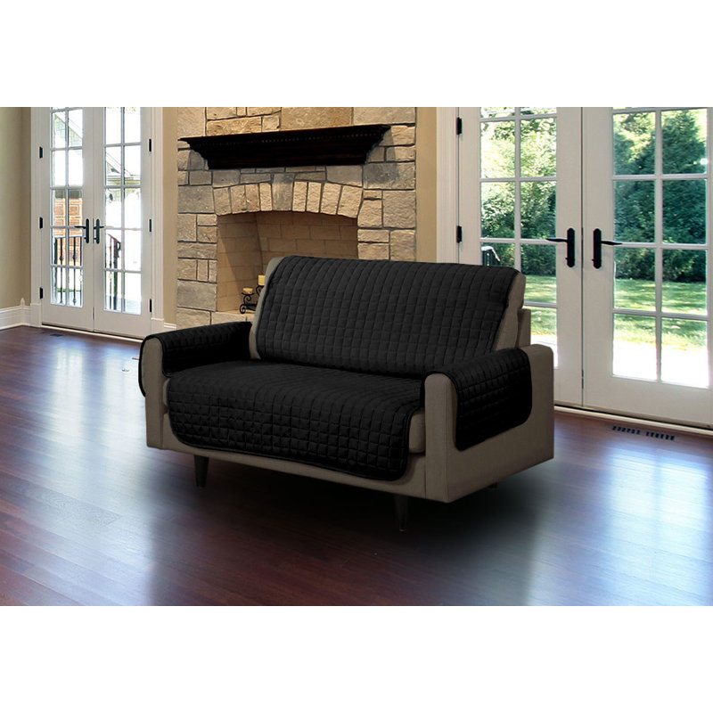 Housse pour causeuse à coussins carrés/rectangulaires suédé, Microfibre noire