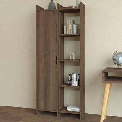 Bibliothèque élégante, noyer antique, 27,6 po x 70,9 po x 11,8 po | 100% panneau de particules enduit de mélamine, épaisseur: 0,7 pouce | Nombreuses tablettes, conception murale, parfaites pour les solutions de décoration et de rangement traditionnelles