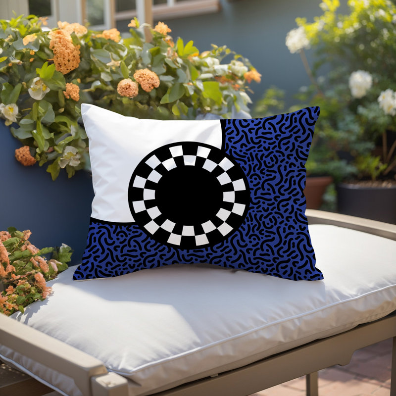Coussin lombaire réversible Vibra Abstract, Rectangle H 14 po x l 20 po, Bleu marine