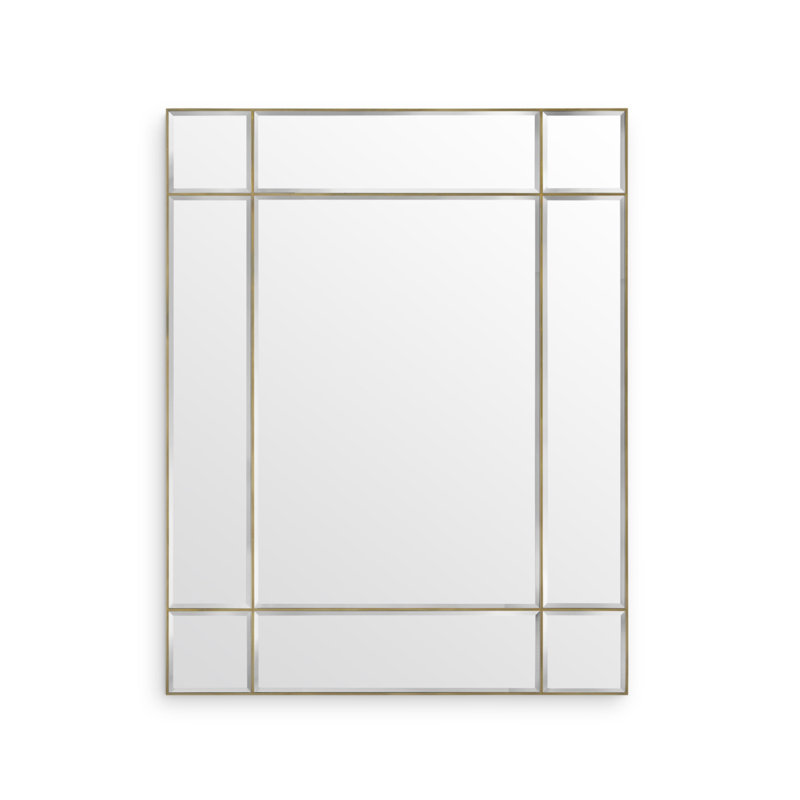 Beaumont Flat Engineered Wood Beveled Wall Mirror, Brass