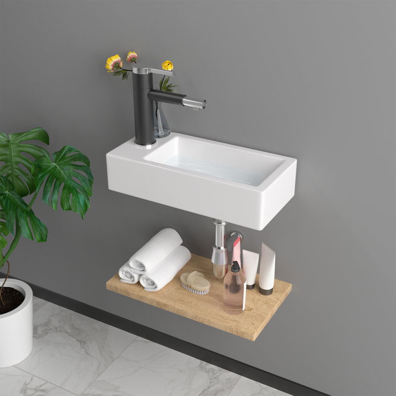 Lavabo de salle de bain mural 15 po Leceyo