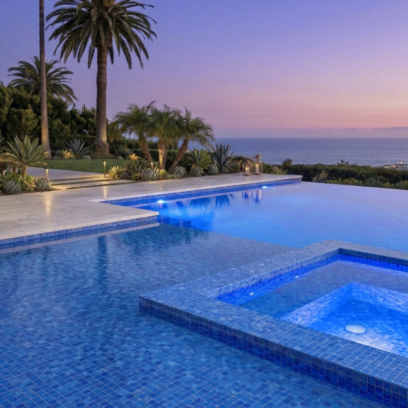 Starlight Glow-in-the-Dark 12" x 12" Pool & Wall Glass Mosaic Tile, Ocean
