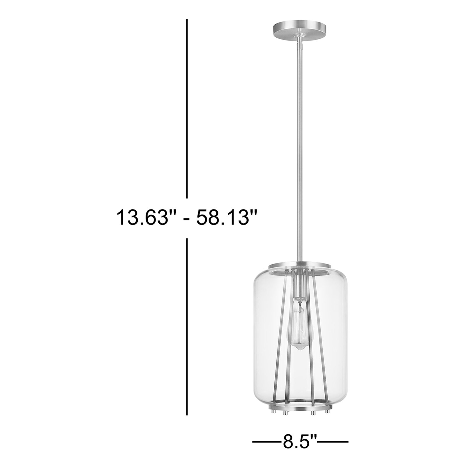 Bianca Single Light Glass Steel Dimmable Pendant, Midnight Black