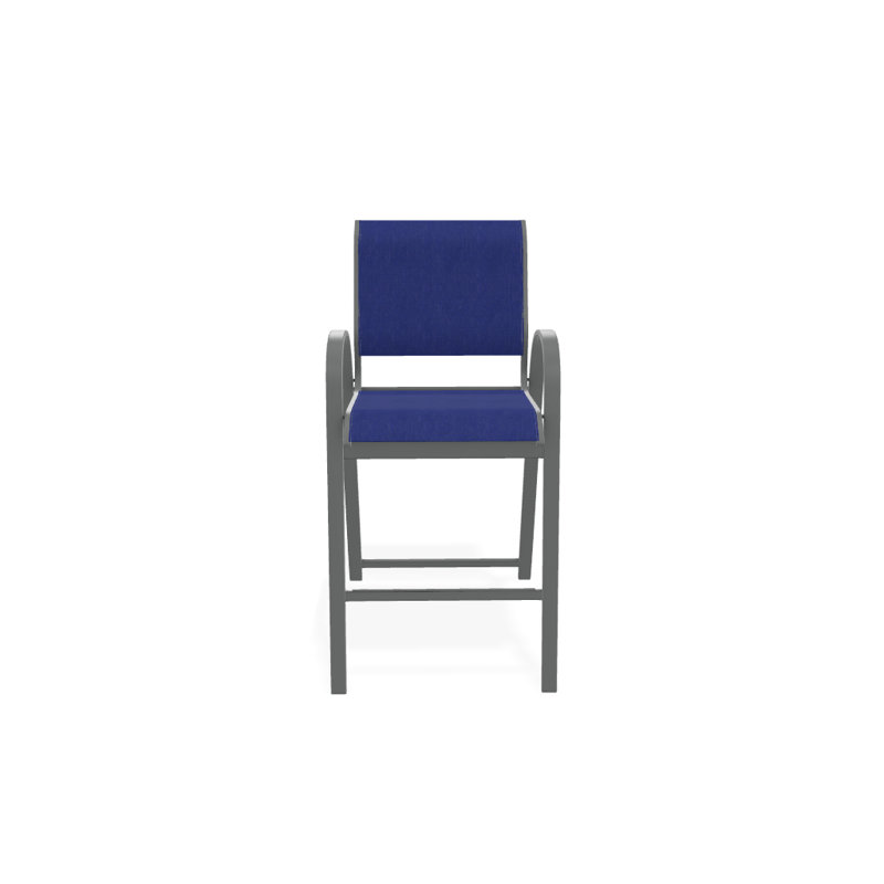 Tabouret de bar Holna, Atlantis bleu royal Sunbrella®, Graphite texturé