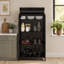 Armoire de rangement de 47,6 pouces de hauteur en métal avec portes en verre et plateau rabattable, présentoir à 4 niveaux avec tablettes ouvertes pour différentes pièces
