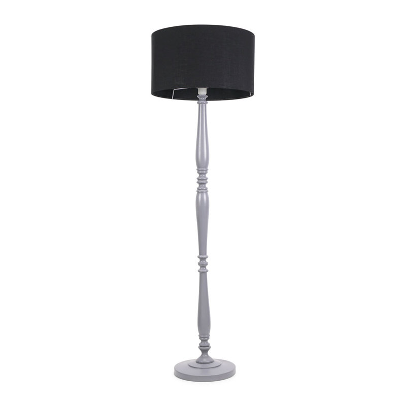 Arialdo 157cm Traditional Floor Lamp, Matte Grey, Black