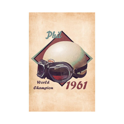 Phil Hill's Helmet Retro - Wrapped Canvas Painting