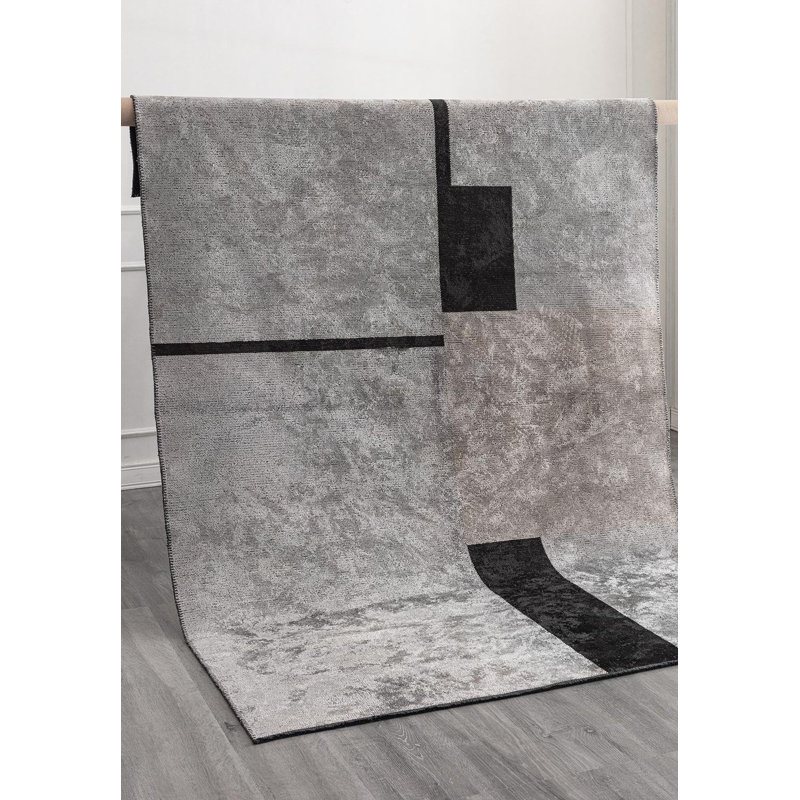 Tapis abstrait à panneaux abstraits, Rectangle 9 pi 10 po x 14 pi