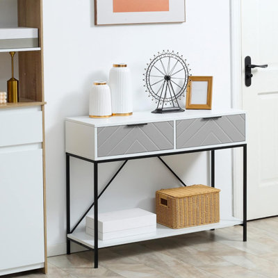 Console avec 2 tiroirs et tablette de rangement pour entrée ou salon