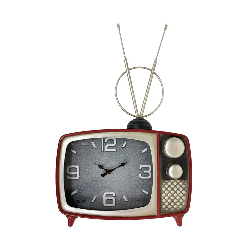Horloge de table télé rouge classique