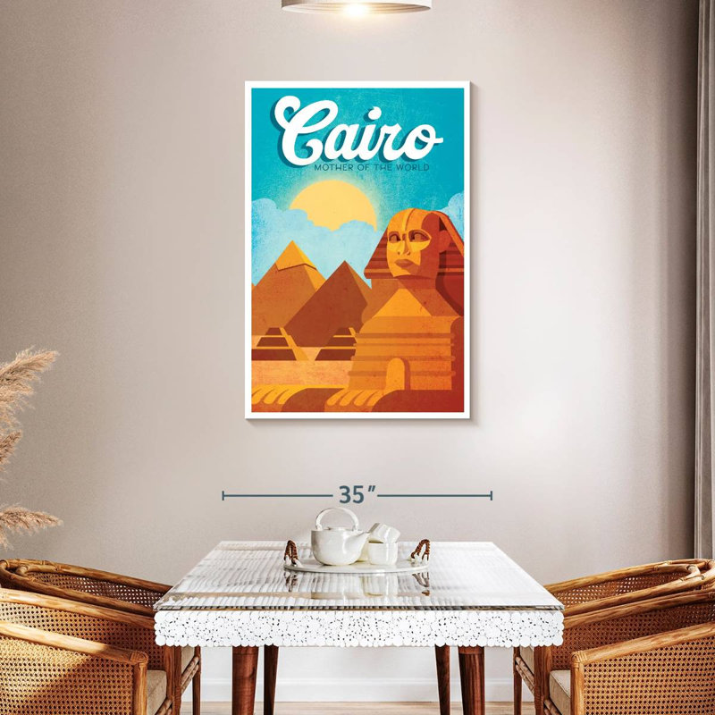 Affiche rétro du Caire, H 45 po x l 30 po