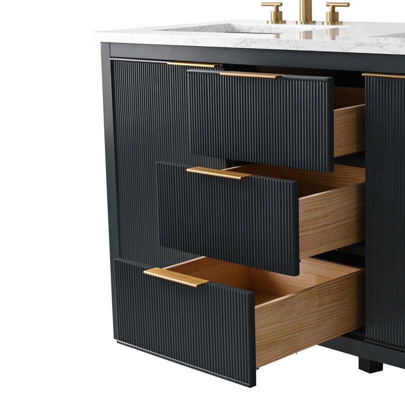 Emma 54" W Double Vanity, Vintage Blue/Brushed Bronze