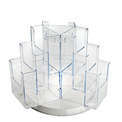 Nine-Pocket Three-Tier Revolving Trifold Brochure Holder