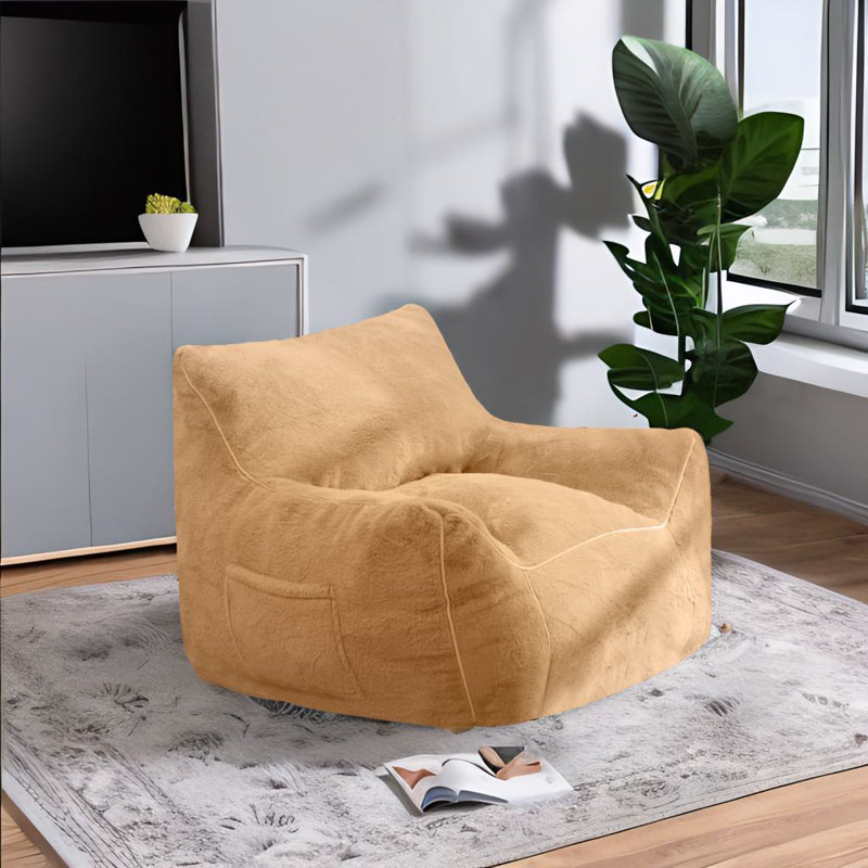 Fauteuil à billes, Fausse fourrure kaki 