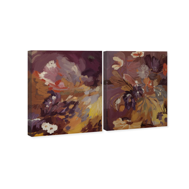 Crimson garden Set Canvas Abstract Print by Oliver Gal, Black Frame, 16 x 20, 30"H x 36"W, Gallery Wrapped