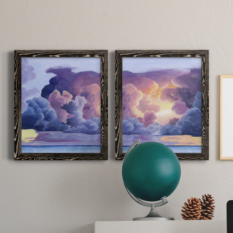 Magnifique ciel I - ensemble de 2 peintures sur toile encadrées, Toile avec cadre noir, H 20 po x l 34 po x P 1,5 po