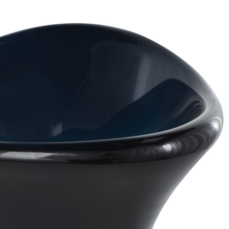 Laguana Glass Ombre Tulip Abstract Decorative Dark Blue Vase with Clear Base, 17.7"H x 9.55"W x 10"D