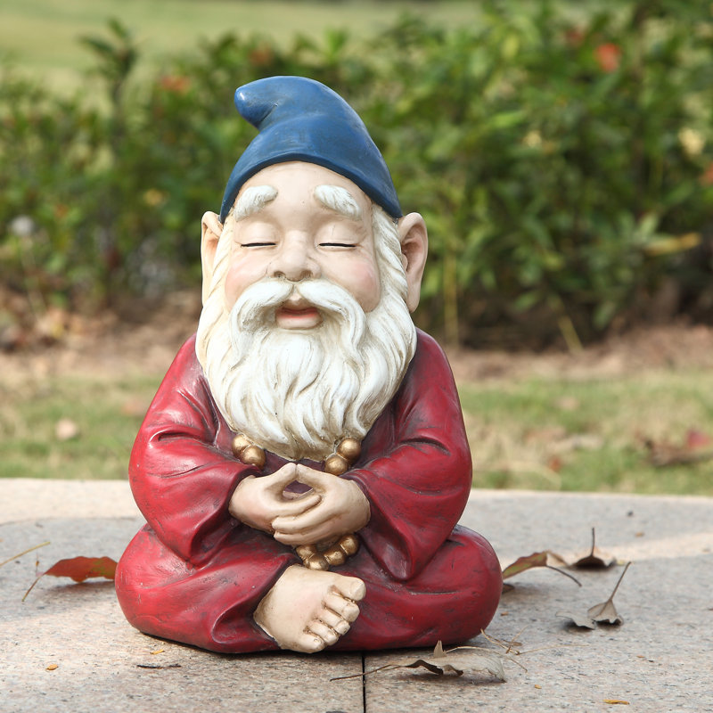  Zen Garden Gnome Statue, 25.4cm H × 16.5cm D × 17.8cm D