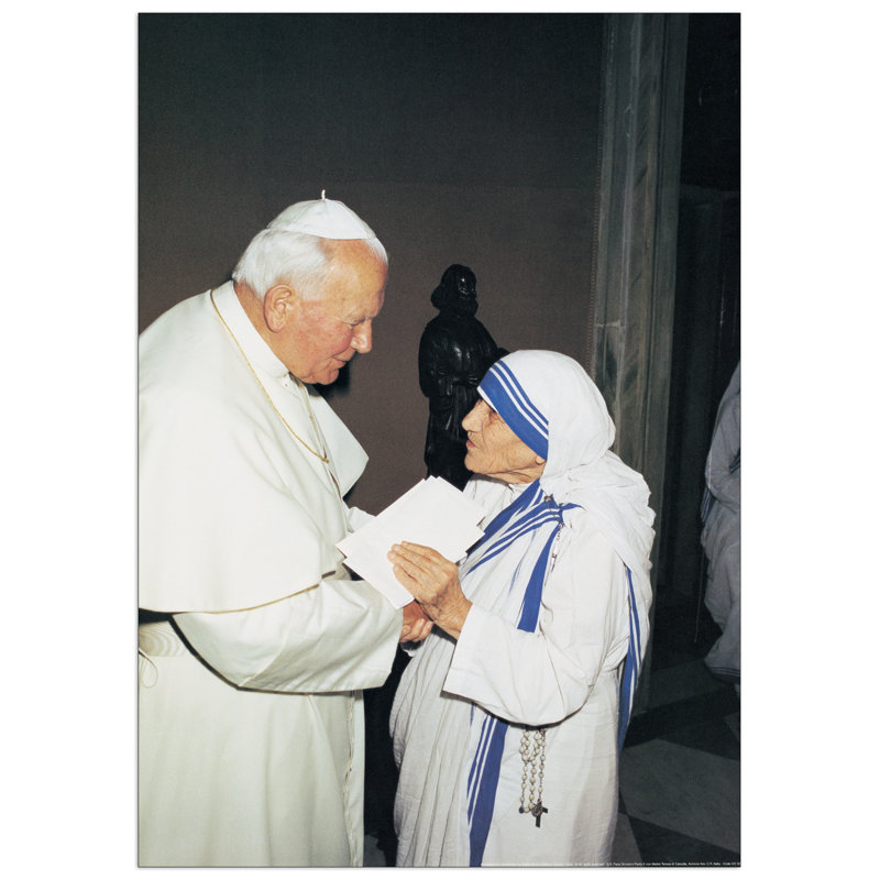 Papa E Madre Teresa Di Calcutta - Rectangle Memorabilia on Wood