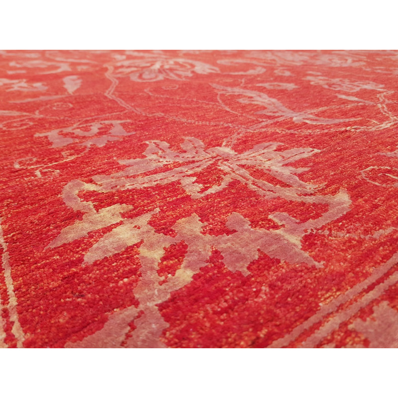 Tapis rouge / cerise / rose unique 9 pi 10 po x 13 pi 9 po Agra