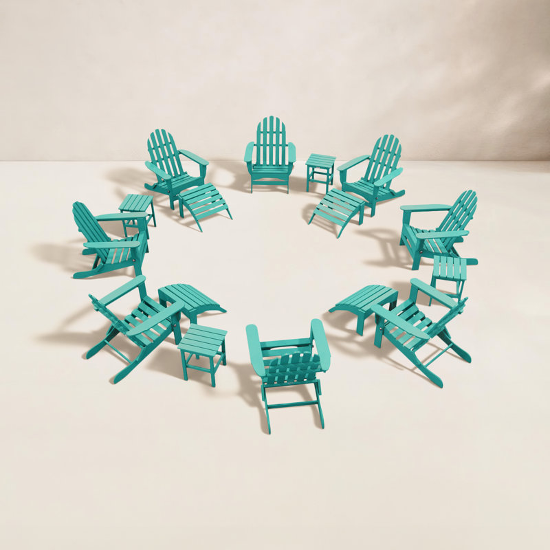 Leighton Foldable Outdoor Adirondack Set, Aruba