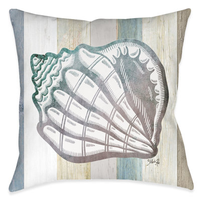 Ocean Vibes Aqua Shell Reversible Throw Pillow