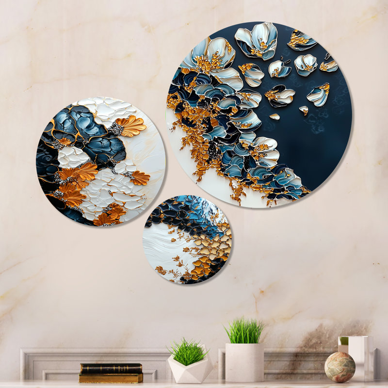 Décoration murale en métal 3 pièces Bloom