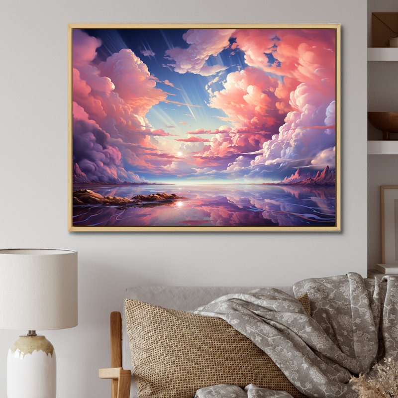Kawaii Landscape Clouds V sur impression sur toile, H 16 po x l 32 po x P 1 po, Cadre naturel flottant