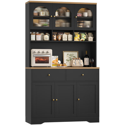 Kenilworth 70.9"H Stand Alone Kitchen Pantry: High-Quality Wood with Microwave Shelf & Drawers