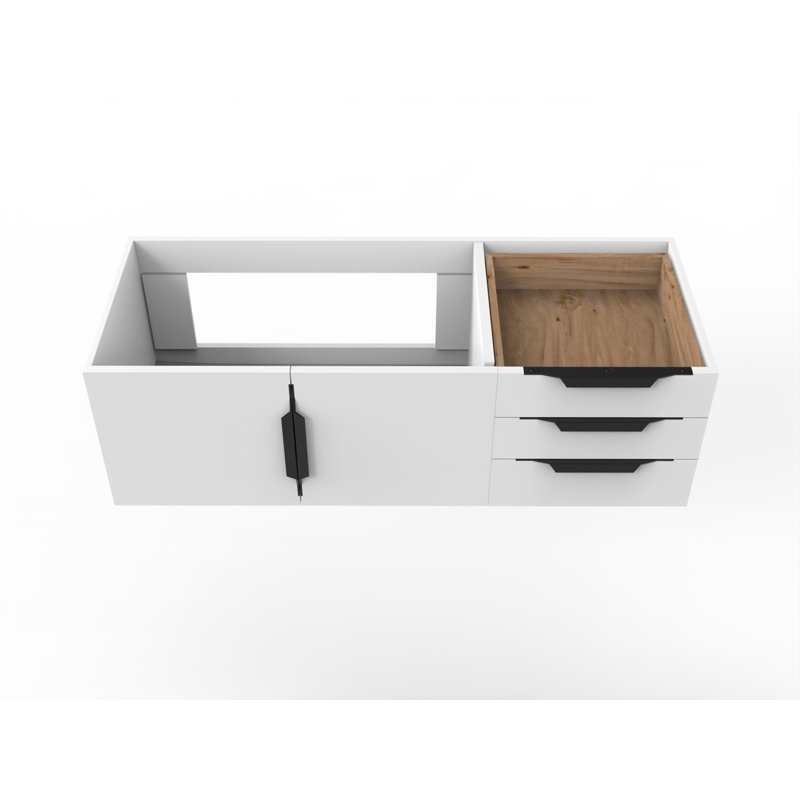 Alpine 48" Wall-Mounted Vanity Base, White/Black