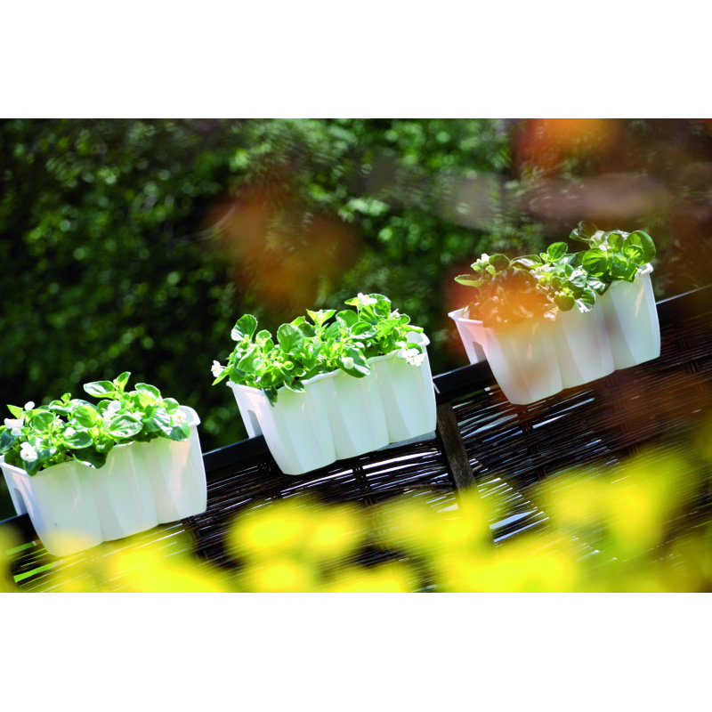 Railing Planter, White, 20.5cm H x 39cm W x 28.5cm D