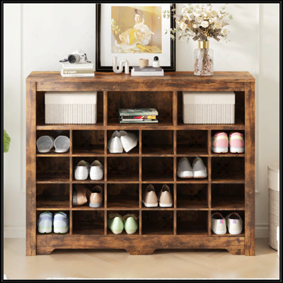 Sleek Design 24 Shoe Cubby Console