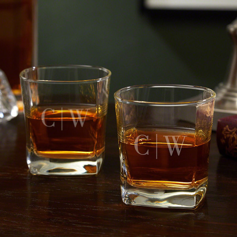 Ensemble de 2 verres à whisky personnalisés avec monogramme Aidan, Oui