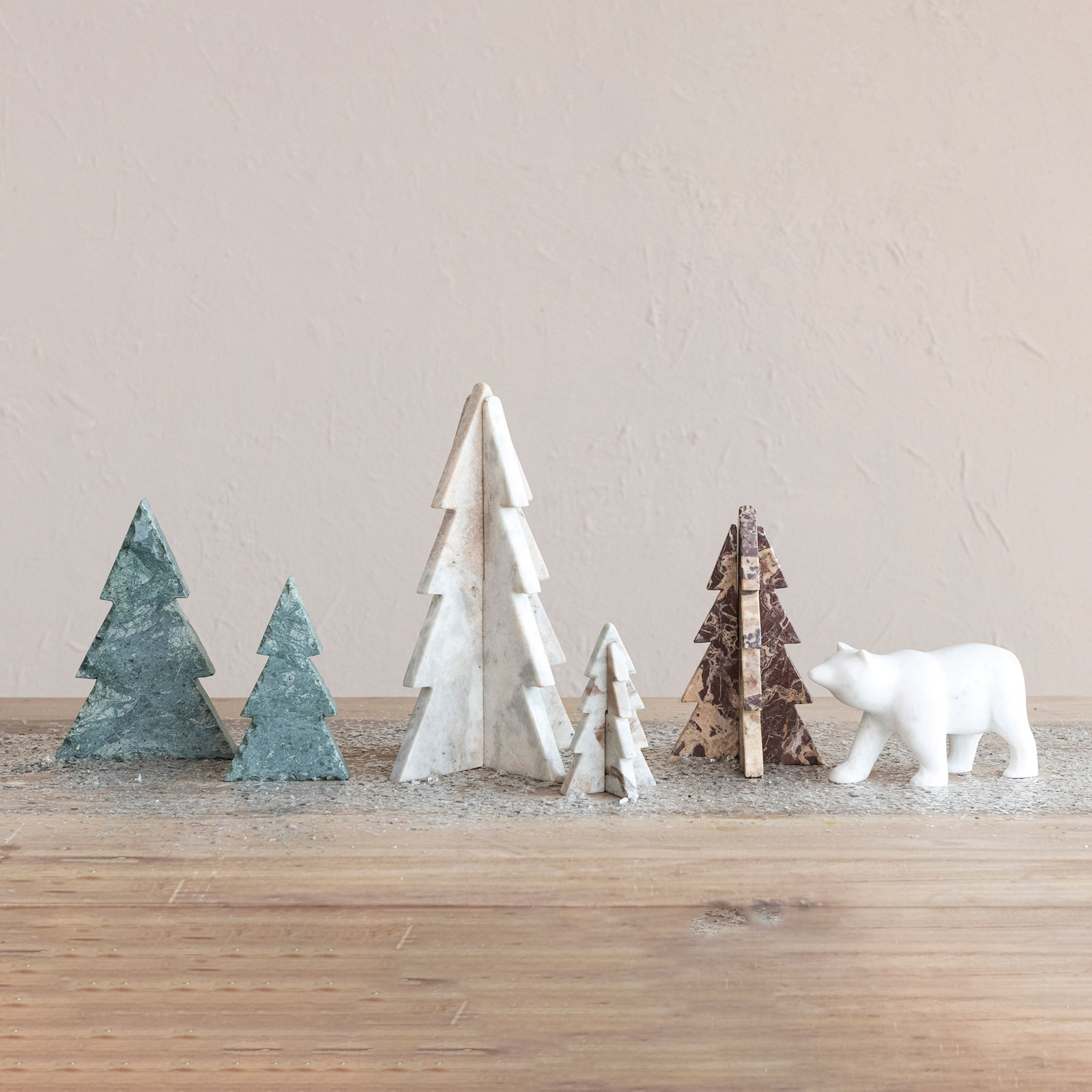 Interlocking Marble Tabletop Tree, Cream