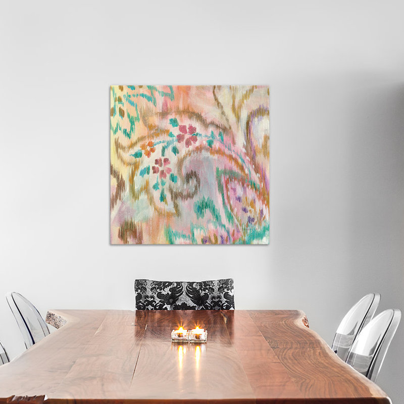 « boho motif cachemire iii », reproduction d’art sur toile tendue, H 26 po x l 26 po x P 1,5 po