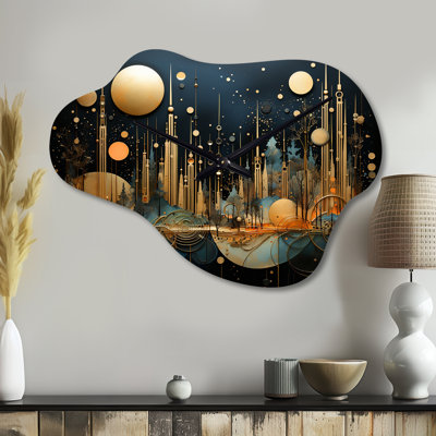 Sthilaire Collage Constellations I - Abstract Collages Cloud Metal Wall Clock, Yellow Asymmetrical Metal Wall Clock Print