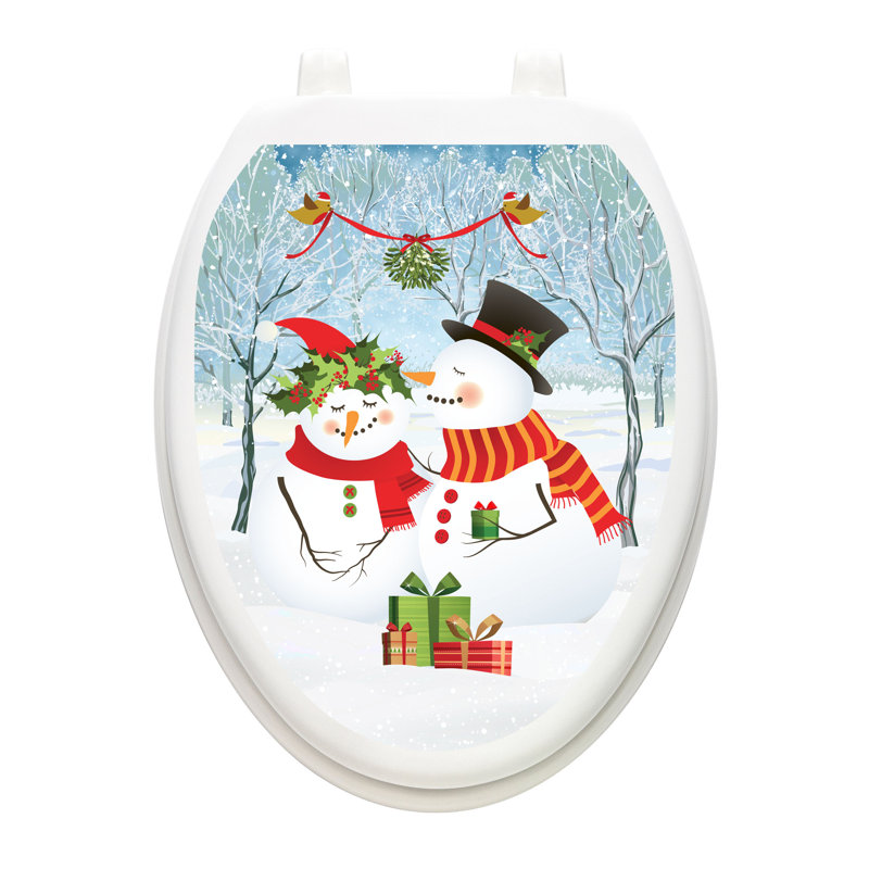 Décalcomanie de siège de toilette Snowman Mistletoe, Allongé
