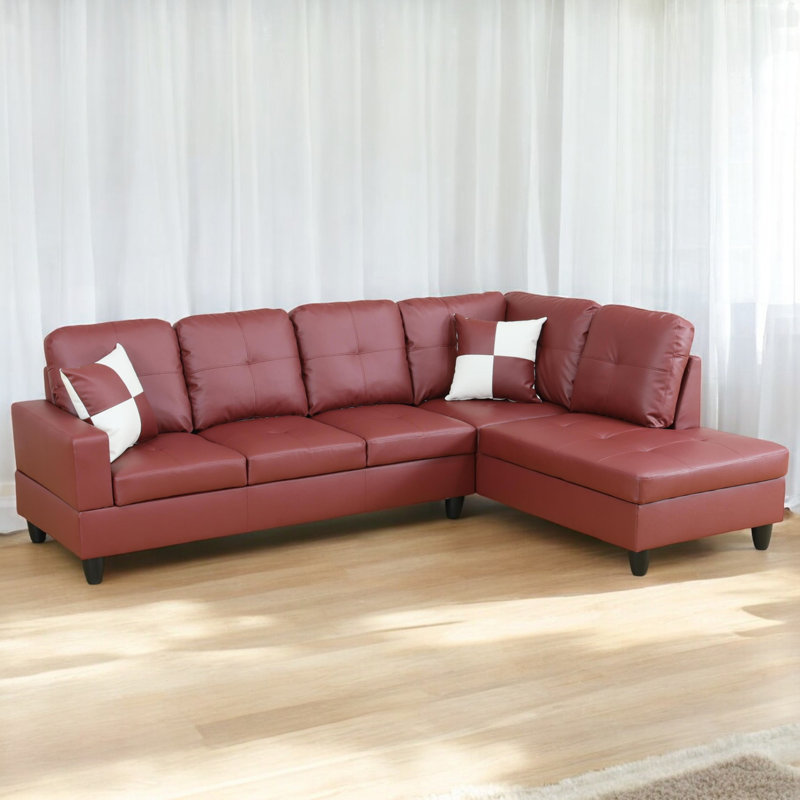 Petit canapé modulaire en similicuir 2 pièces de 103 po avec coussins de siège fermes Zoie, Orienté à droite