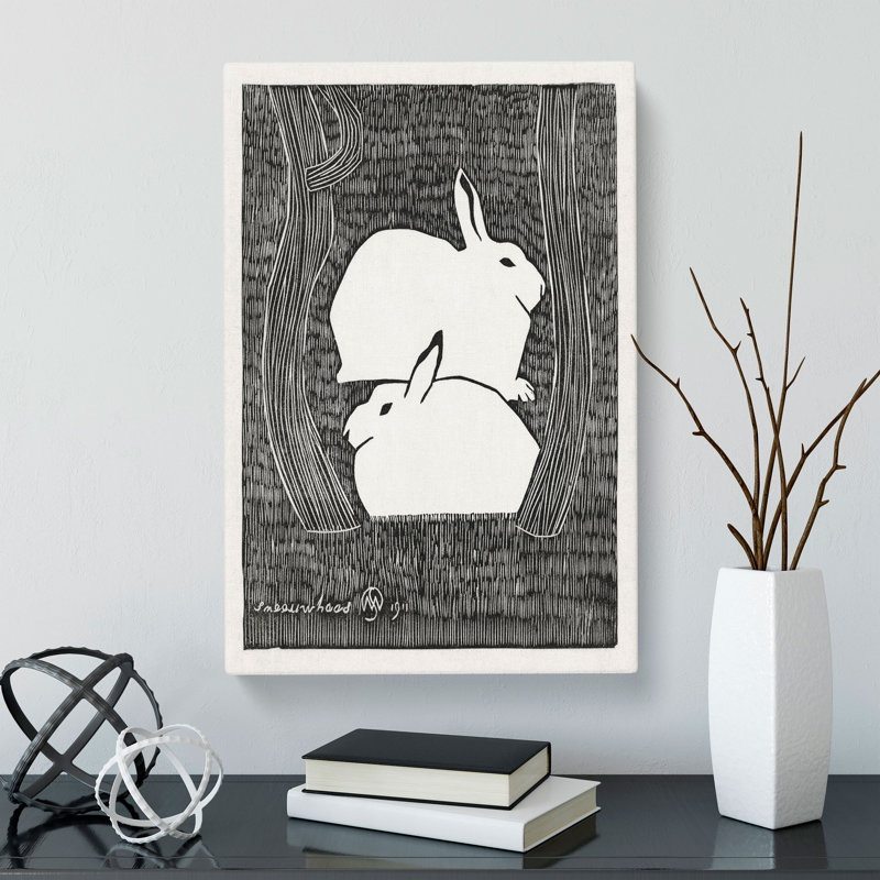 Two Snow Hares by Samuel De Mesquita - Wrapped Canvas, 60cm H x 40cm W x 3cm D