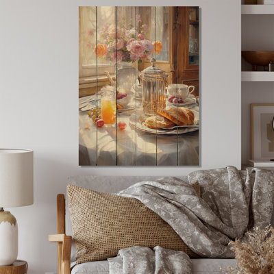 Food Breakfast Cozy I  Food  Beverage Print on Natural Pine Wood