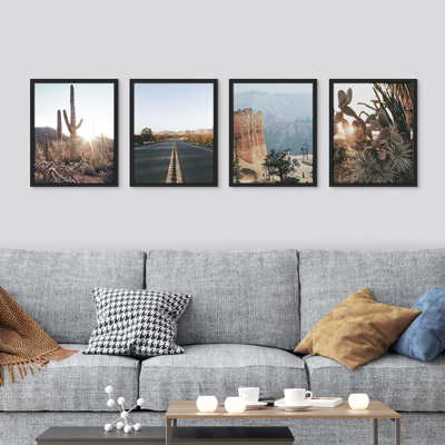 " Cactus Desert Landscape " 4 - Pieces