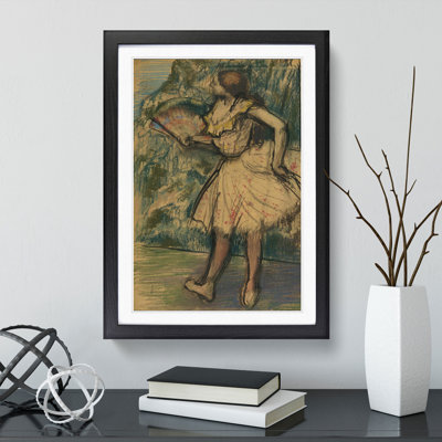 Ballet Ballerina Dancer with a Fan by Edgar Degas - Picture Frame Painting